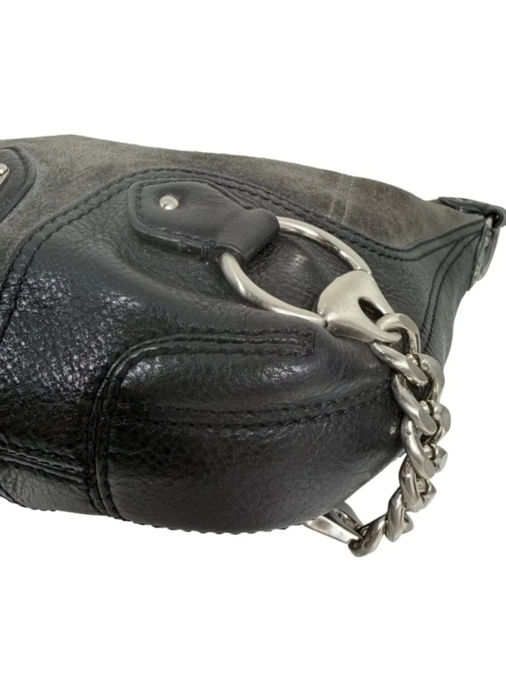 Michael Kors Saratoga Gray Suede Hobo Bag w Chain Side Accents - Picture 11 of 15